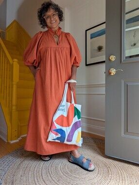 Never A Wallflower Orange Seersucker Dress